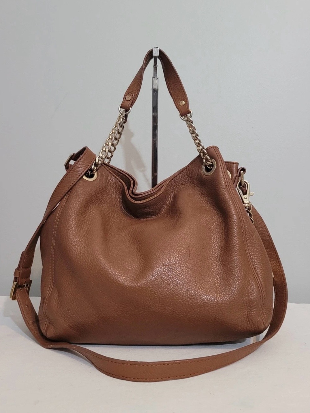 MICHAEL Michael Kors Hobo Shoulder Bag Brown Leather Crossbody Purse